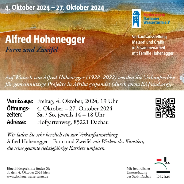 Die Ausstellung mit Werken von Alfred Hohenegger ist bis zum 27. Oktober im Dachauer Wasserturm (Hofgartenweg) zu sehen. (Foto: Förderverein Dachauer Wasserturm )