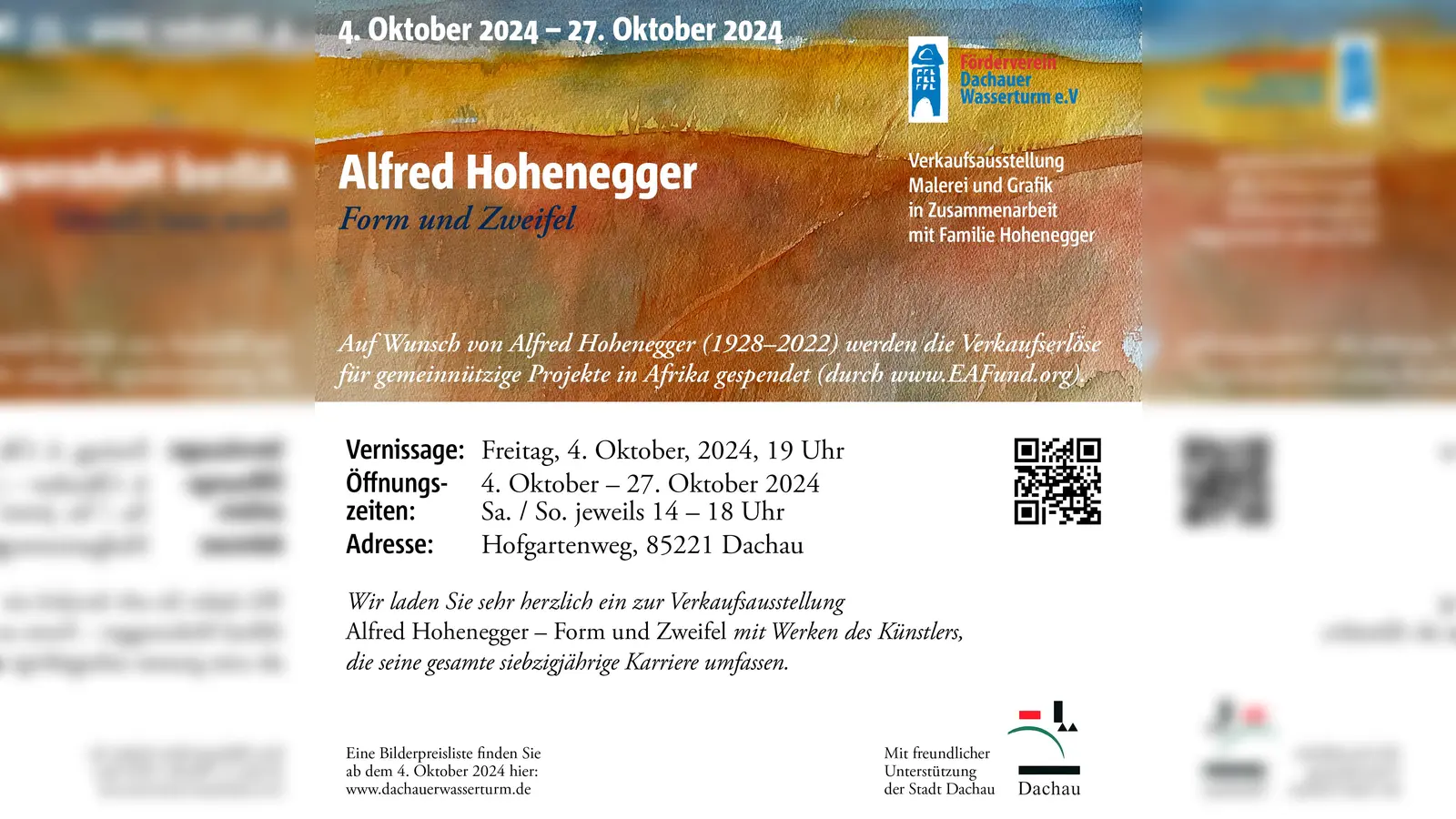 Die Ausstellung mit Werken von Alfred Hohenegger ist bis zum 27. Oktober im Dachauer Wasserturm (Hofgartenweg) zu sehen. (Foto: Förderverein Dachauer Wasserturm )