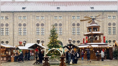 Ein ganzes Weihnachtsdorf wartet im Kaiserhof der Residenz auf große und kleine Besucher. (Foto: ©Bay. Schlösserverwaltung, Karin Weber, //www.schloesser.bayern.de//)