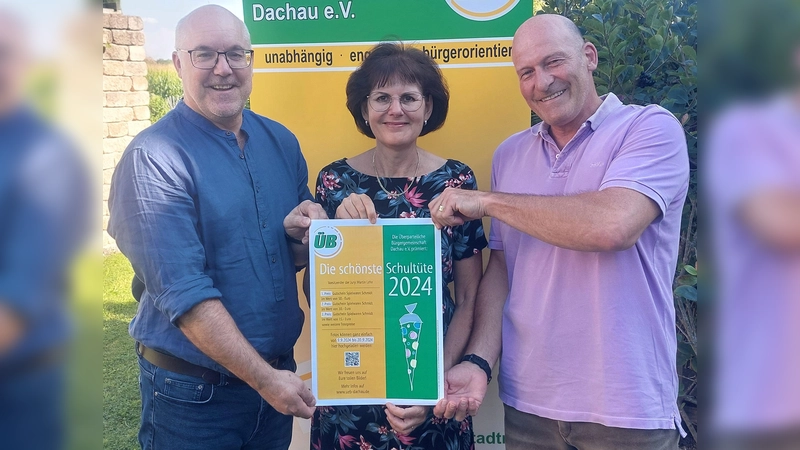 Freuen sich auf Bilder von schönen Schultüten (von links): Jürgen Schleich (1. Vorsitzender), Renate Rösch (2. Vorsitzende) und Martin Lehn (Schirmherr). (Foto: ÜB)