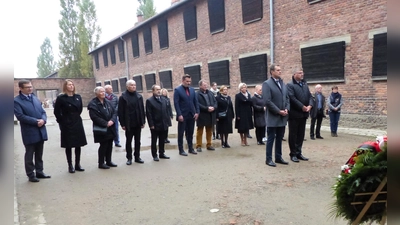 Gemeinsame Kranzniederlegung der Dachauer Delegation mit den Freunden aus dem Partnerlandkreis Oświęcim. (Foto: Melitta Fischer)