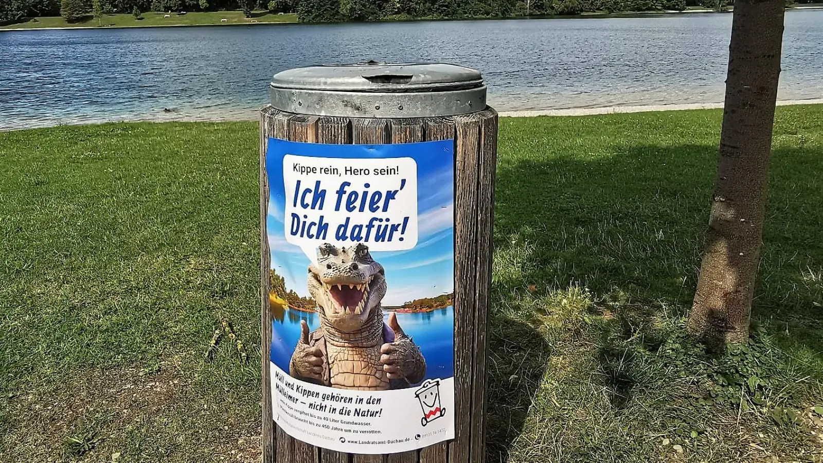 Kampf dem Müll: Plakataktion am Karlsfelder See  (Foto: Kommunale Abfallwirtschaft)